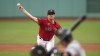 Boston Red Sox starting pitcher Garrett Whitlock delivers to a Miami Marlins batter during the first inning of a baseball game at Fenway Park, Tuesday, June 27, 2023, in Boston. (AP Photo/Charles Krupa)