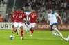 England's Declan Rice, right, challenges for the ball with Malta's Yannick Yankam during the Euro 2024 group C qualifying soccer match between Malta and England at the National stadium in Ta' Qali, near Valletta, Malta, Friday, June 16, 2023. (AP Photo/Rene Rossignaud)