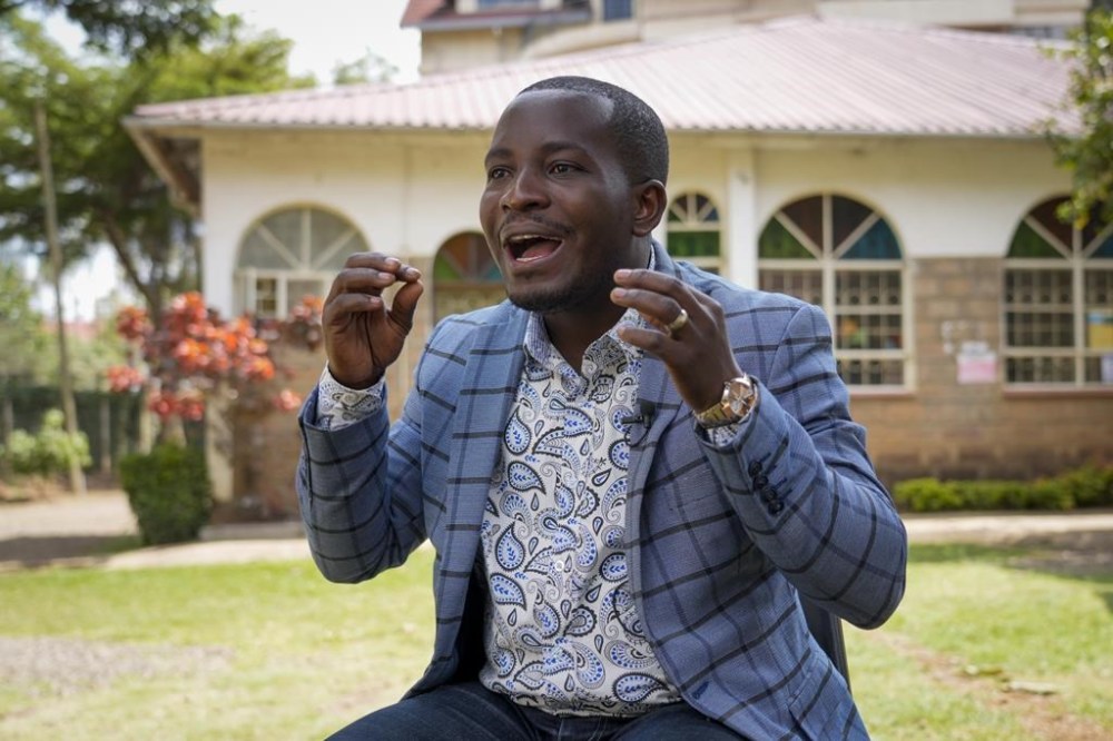 Former Facebook content moderator Nathan Nkunzimana speaks to The Associated Press in Nairobi, Kenya, Friday, June 9, 2023. Nearly 200 former content moderators for Facebook are suing the company and a local contractor in a court case in Kenya that could have implications for the work worldwide. (AP Photo/Khalil Senosi)