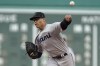 Miami Marlins' Jesus Luzardo delivers a pitch to a Boston Red Sox batter during the first inning of a baseball game, Thursday, June 29, 2023, in Boston. (AP Photo/Steven Senne)