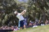Captain Dustin Johnson of 4Aces GC hits his shot from the ninth tee during the first round of LIV Golf Andalucía at the Real Club Valderrama on Friday, June 30, 2023, in San Roque, Spain. (Chris Trotman/LIV Golf via AP)
