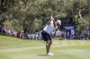 Captain Dustin Johnson of 4Aces GC plays his second shot on the fifth hole during the first round of the LIV Golf Andalucía golf tournament at the Real Club Valderrama on Friday, June 30, 2023 in San Roque, Spain. (Chris Trotman/LIV Golf via AP)