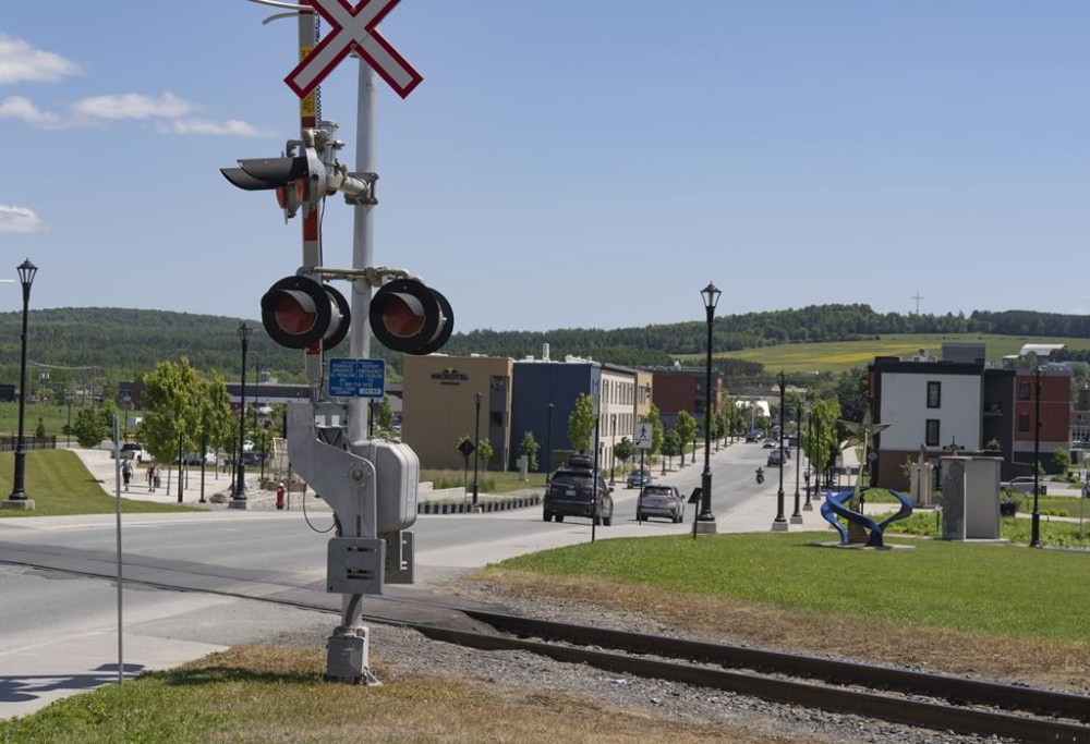 The downtown core of Lac Megantic, Quebec is shown on Thursday, June 22, 2023. July 6th will mark the 10th anniversary when a freight-train loaded with crude oil rolled unmanned into the downtown core and exploded in the middle of the night killing 47 people. THE CANADIAN PRESS/Christinne Muschi