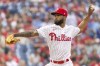 Philadelphia Phillies starting pitcher Cristopher Sanchez throws to a Washington Nationals batter during the first inning of a baseball game Friday, June 30, 2023, in Philadelphia. (AP Photo/Laurence Kesterson)