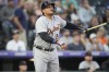 Detroit Tigers' Miguel Cabrera watches the ball after fouling it off against the Colorado Rockies during the eighth inning of a baseball game Friday, June 30, 2023, in Denver. (AP Photo/David Zalubowski)