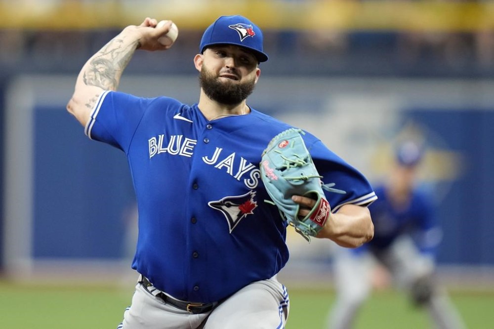 Toronto Blue Jays starting pitcher Alek Manoah delivers to the Tampa Bay Rays during the first inning of a baseball game Thursday, May 25, 2023, in St. Petersburg, Fla. THE CANADIAN PRESS/AP-Chris O'Meara