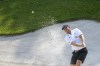Talor Gooch hits his shot from a bunker on the 17th hole during the second round of LIV Golf-Valderrama golf tournament Saturday, July 1, 2023, in Sotogrande, Spain. (Charles Laberge/LIV Golf via AP)
