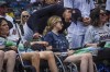 New York Yankees manager Aaron Boone, center, talk with Sarah Langs, their HOPE Week honoree, on the 84th anniversary of Lou Gehrig making his famous 