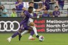 Orlando City's Ivan Angulo, left, moves the ball toward the goal as Toronto FC's Kobe Franklin defends during the first half of an MLS soccer match Tuesday, July 4, 2023, in Orlando, Fla. (AP Photo/John Raoux)