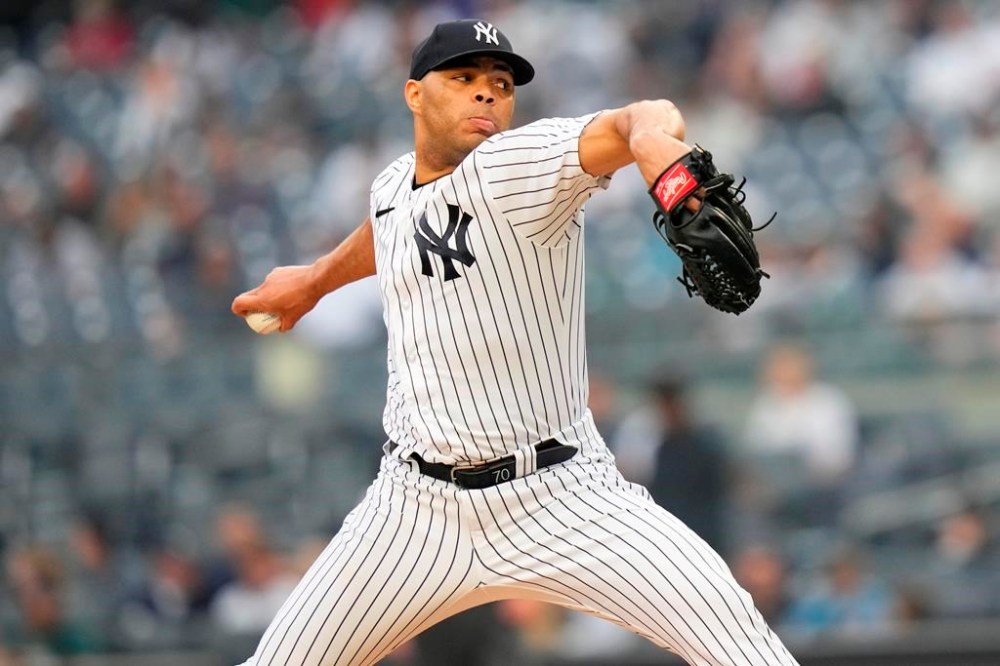 New York Yankees' Jimmy Cordero pitches during the sixth inning in the first baseball game of a doubleheader against the Chicago White Sox, Thursday, June 8, 2023, in New York. (AP Photo/Frank Franklin II)