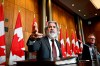 Minister of Canadian Heritage Pablo Rodriguez speaks during a news conference on Bill C-18, the Online News Act, along Bloc MP Martin Champoux, right, in Ottawa, on Wednesday, July 5, 2023. Tensions between Ottawa and tech giants further escalated on Wednesday over Canada's recently passed Online News Act. THE CANADIAN PRESS/Justin Tang