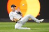 New York Yankees left fielder Jake Bauers catches a ball hit by Baltimore Orioles' Adam Frazier for the out during the eighth inning of a baseball game Wednesday, July 5, 2023, in New York. (AP Photo/Frank Franklin II)