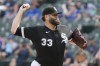 Chicago White Sox starting pitcher Lance Lynn throws against the Toronto Blue Jays during the first inning in the first baseball game of a doubleheader Thursday, July 6, 2023, in Chicago. (AP Photo/Nam Y. Huh)