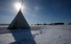 A teepee is shown at Winnipeg's Brady Landfill just outside the city, Thursday, April 6, 2023. The City of Winnipeg says its Brady Road landfill is closed until further notice. THE CANADIAN PRESS/John Woods