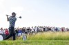 Captain Dustin Johnson of 4Aces GC hits his shot from the tenth tee during the first round of LIV Golf London at the Centurion Club on Friday, July 7, 2023, in Hemel Hempstead, United Kingdom. (Charles Laberge/LIV Golf via AP)