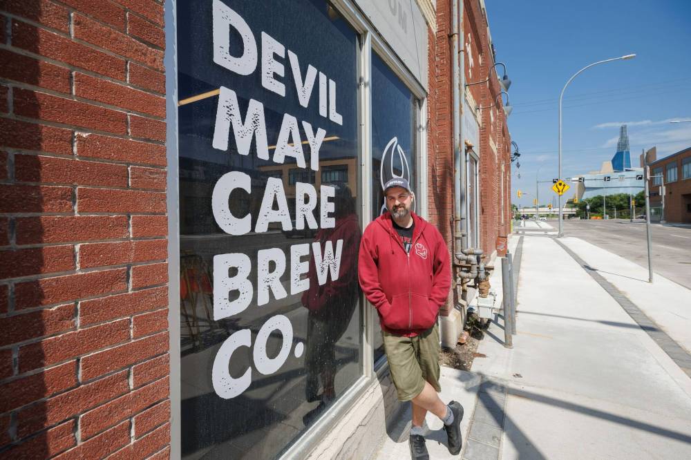 MIKE DEAL / WINNIPEG FREE PRESS
“There’s an emotional cost to it for sure, it’s very disheartening,” said Devil May Care co-owner Colin Koop after the store was vandalized on Canada Day.