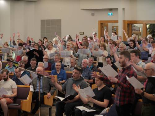 Henry Engbrecht photo
                                The 230-member adult choir rehearses for Sängerfest, which takes place tonight.