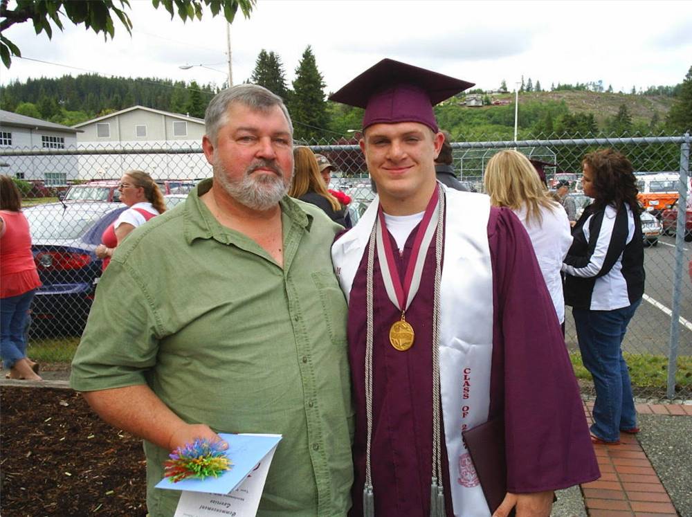 Supplied
Adam Bighill and his father Andrew at Adam’s graduation from Montesano High School.