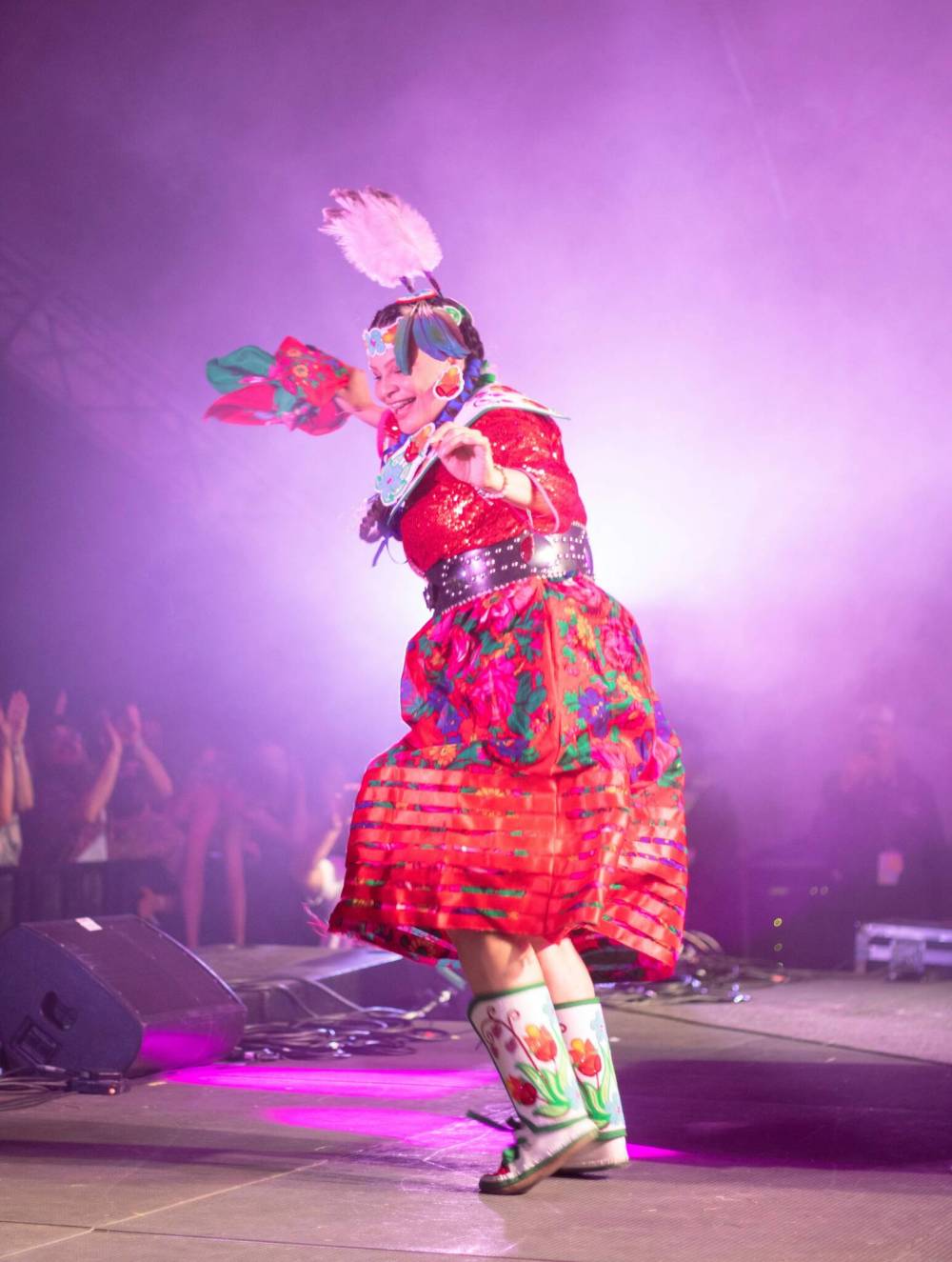 MIKE THIESSEN / WINNIPEG FREE PRESS
Madelaine McCallum dances as part of DJ Shub’s War Club performance at Big Blue @ Night Saturday evening.