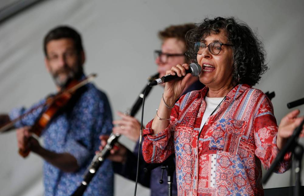 JOHN WOODS / WINNIPEG FREE PRESS
Finjan performs on the Big Bluestem stage at the Winnipeg Folk Festival Sunday.