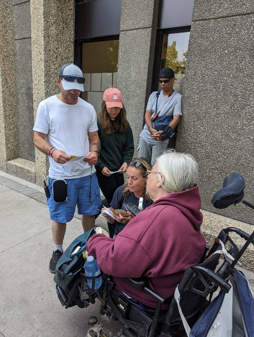 SUPPLIED
Standing, from left: Marc Sweet, Malaya Cueto, Ivan Williams, and Loralie Nadler (kneeling) with Carolynn.