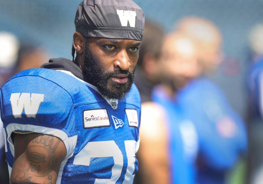 RUTH BONNEVILLE / WINNIPEG FREE PRESS
“I’m definitely getting comfortable, definitely feeling myself out,” Blue Bombers’ Demerio Houston said of his position in co-ordinator Richie Hall’s scheme.