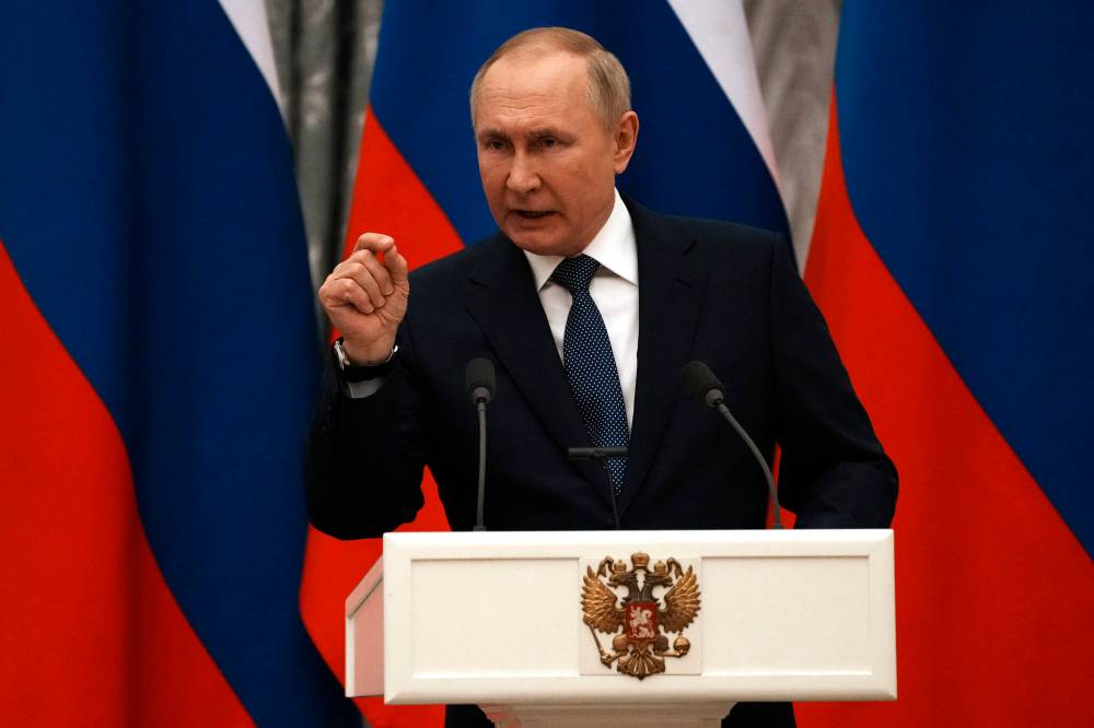 AP Photo/Thibault Camus, Pool/FILE
Russian President Vladimir Putin gestures during a press conference Monday, Feb. 7, 2022 in Moscow.