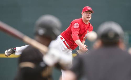 JOHN WOODS / WINNIPEG FREE PRESS
                                The opportunity to play at home is a dream come true for Winnipeg Goldeyes pitcher Marc-André Habeck.