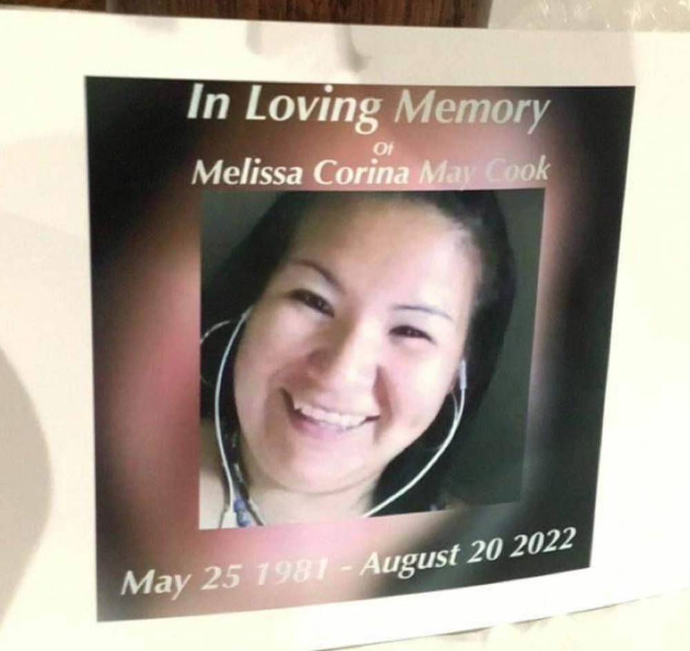Image from the funeral of Melissa Cook, who died after suffering burns in Winnipeg. (Supplied)