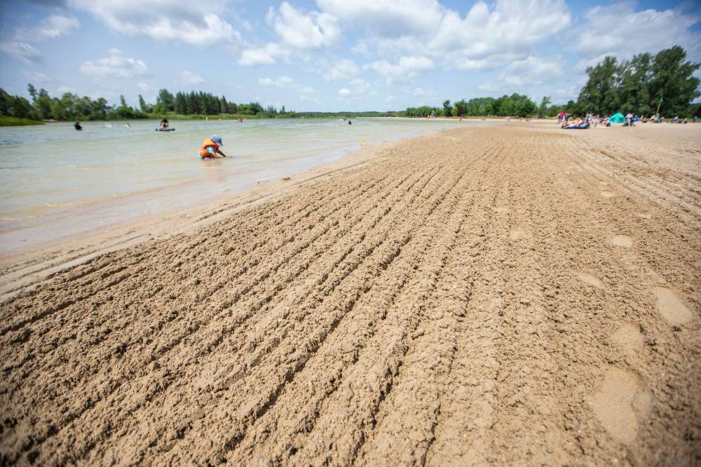 MIKAELA MACKENZIE / WINNIPEG FREE PRESS
                                In a statement to the Free Press, a provincial spokesman said parks staff clean the beach daily for goose droppings and a team of about two to six people will rake the sand each morning.
