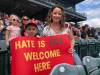 John Longhurst / Winnipeg Free Press
                                Preston and Jennifer Graustins with their anti-hate message.
