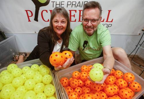 Photos by JOHN WOODS / WINNIPEG FREE PRESS
                                Gloria and Don Kropla, owners of The Prairie Pickleball Shop, were keen participants before deciding to get into the retail game.