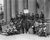 L.B. Foote / Province of Manitoba Archives
                                Members of the Railway Porters Union Band of Winnipeg pose in front of the Bank of Montreal. Founded in 1917, the Order of Sleeping Car Porters was one of the first Black-led unions in North America.