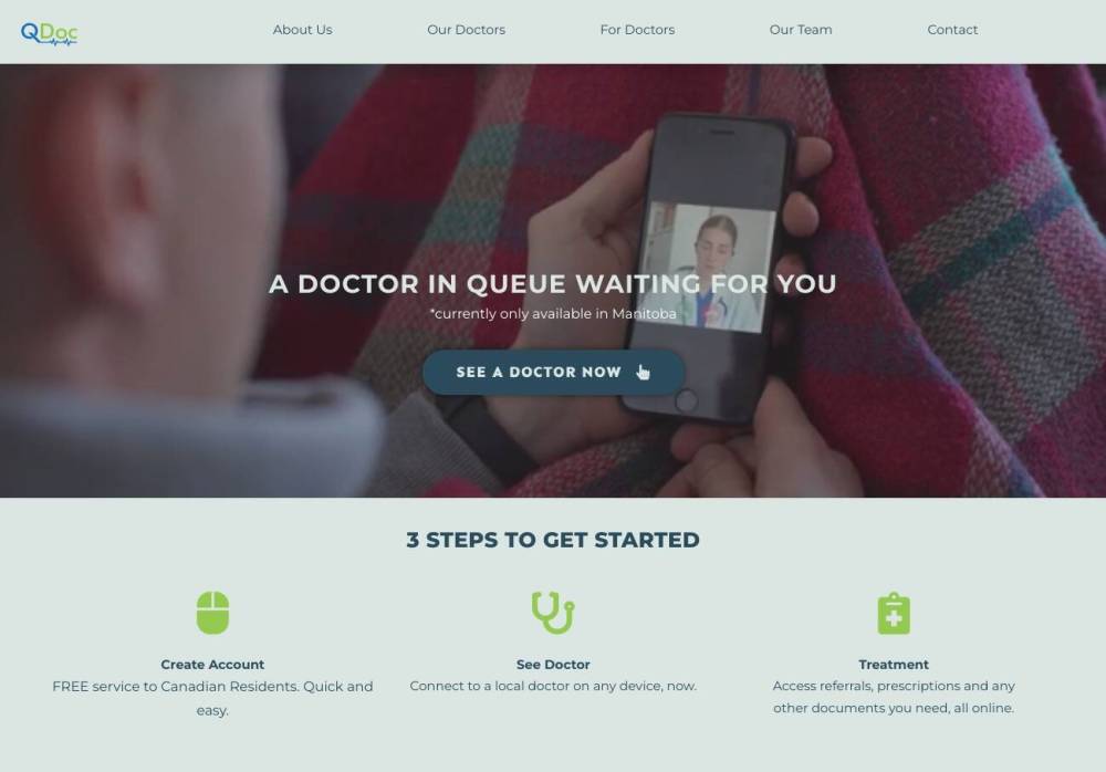 Supplied
QDoc operates like a virtual clinic, with its business model based on doctors’ billings to provincial systems, so there is no charge for anyone with a provincial health card.