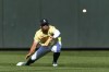 Seattle Mariners' Jonatan Clase fields a bouncing ball during the second inning of the All-Star Futures baseball game Saturday, July 8, 2023, in Seattle. (AP Photo/Caean Couto)