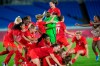 Players of Canada's celebrate beating Sweden in the women's soccer match for the gold medal at the 2020 Summer Olympics in Yokohama, Japan, Friday, Aug. 6, 2021. When the Canadian women's soccer team struck gold at the Tokyo Olympics, it did so in a COVID bubble far from family and friends. THE CANADIAN PRESS/AP-Fernando Vergara