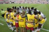 Haiti national soccer team players gather before a friendly soccer match between South Korea and Haiti at Seoul World Cup Stadium in Seoul, South Korea, Saturday, July 8, 2023. South Korea will compete with Germany, Morocco and Colombia in the Group H and Haiti will compete with England, Denmark and China in the Group D at the FIFA Women's World Cup. (AP Photo/Lee Jin-man)