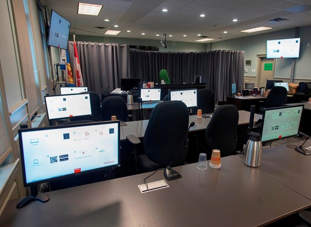 The venue for the Desmond Fatality Inquiry sits empty in Guysborough, N.S., Monday, Nov. 18, 2019. The Nova Scotia government says a judge recently dismissed from leading a high-profile inquiry had rejected an offer for additional resources even though he asked four times for extensions to his term to allow him to complete his final report. THE CANADIAN PRESS/Andrew Vaughan