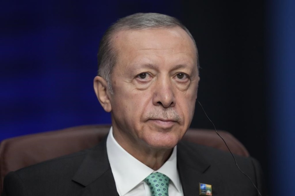 Turkey's President Recep Tayyip Erdogan attends a meeting of the NATO-Ukraine Council during a NATO summit in Vilnius, Lithuania, Wednesday, July 12, 2023. NATO leaders gathered Wednesday to launch a highly symbolic new forum for ties with Ukraine, after committing to provide the country with more military assistance for fighting Russia but only vague assurances of future membership. (AP Photo/Pavel Golovkin)