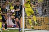 Philadelphia Union defender Jack Elliott (3) blocks a shot on by Nashville SC midfielder Alex Muyl, right, during the second half of an MLS soccer match Wednesday, July 12, 2023, in Nashville, Tenn. (AP Photo/George Walker IV)