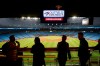 People hang out at the Corona Rooftop Patio during a tour of the Snew renovations completed to the Rogers Centre stadium, home of the Toronto Blue Jays, in Toronto, Thursday, April 6, 2023. The Toronto Blue Jays will embark on a second consecutive 10-game season-opening road trip to start the next Major League Baseball campaign as renovations are set to continue at Rogers Centre.THE CANADIAN PRESS/Cole Burston
