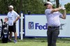 Taylor Pendrith tees off on the first hole at the Barbasol Championship golf tournament in Nicholasville, Ky. Thursday, July 13, 2023. (Cameron Drummond/Lexington Herald-Leader via AP)