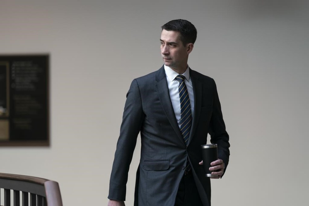 FILE - Sen. Tom Cotton, R-Ark., arrives for a briefing at the Capitol in Washington, Tuesday, Feb. 14, 2023. Last week, Cotton sent a letter to Target CEO Brian Cornell — stating that the company's DEI program and