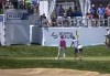CORRECTS TO KEENE TRACE NOT KEEN TRACE - Doc Rodman, center, walks to the ninth green during the PGA Tour Barbasol Championship golf tournament at Keene Trace in Nicholasville, Ky., Friday, July 14, 2023. (Ryan C. Hermens/Lexington Herald-Leader via AP)