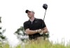 Rory McIlroy tees off on the 10th on day three of the Genesis Scottish Open 2023 at The Renaissance Club, North Berwick, Britain, Saturday, July 15, 2023. (Jane Barlow/PA via AP)
