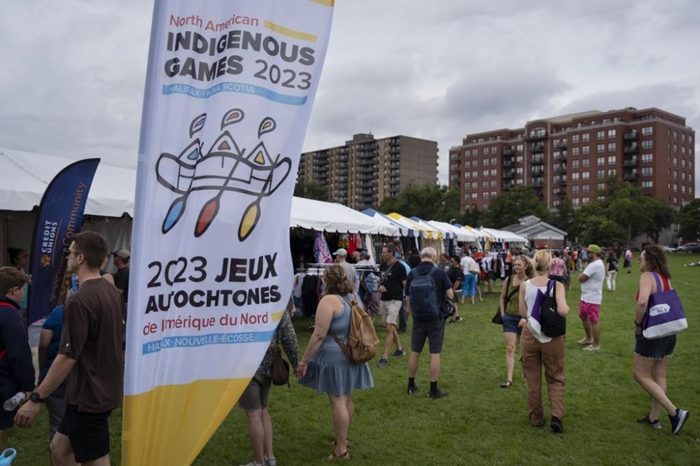 Members of the public explore the Cultural Village on the Halifax Common during the North American Indigenous Games 2023 in Halifax on Saturday, July 15, 2023. THE CANADIAN PRESS/Darren Calabrese
