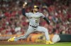 Milwaukee Brewers starting pitcher Freddy Peralta throws during the sixth inning of a baseball game against the Cincinnati Reds, Saturday, July 15, 2023, in Cincinnati. (AP Photo/Darron Cummings)