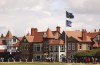The clubhouse which is hosting the British Open Golf Championship at Royal Liverpool Golf Club, in Wirral, England, Sunday, July 16, 2023. (AP Photo/Peter Morrison)