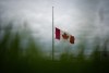 A Canadian flag flies at half-mast in Brandon, Man., on Friday, June 16, 2023, to honour the victims of a bus crash in Carberry, on the Trans-Canada Highway west of Winnipeg. THE CANADIAN PRESS/Darryl Dyck