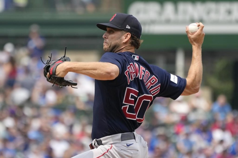 Boston Red Sox starting pitcher Kutter Crawford throws against the Chicago Cubs during the first inning of a baseball game in Chicago, Sunday, July 16, 2023. (AP Photo/Nam Y. Huh)